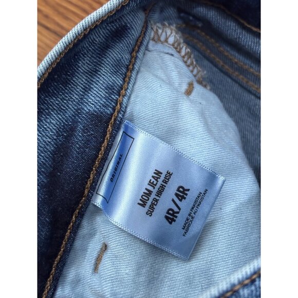 Express Womens Mom Jeans Size 4 4R Blue Dark Wash Stretch Denim Super High Rise - Picture 4 of 6